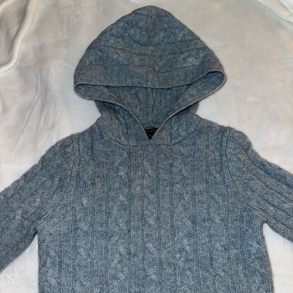 Abercrombie Kids 100% Wool Hooded Sweater Blue Gray Small Gently Worn - Picture 3 of 12
